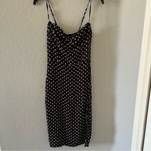 NEW Reformation Midi Slit dress polka dot with pink detail